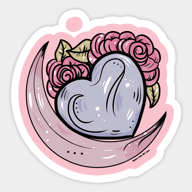 Rosey Moon Sticker by MonicaLaraArt
